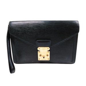 225242D Louis Vuitton Clutch Bag Serier Dragonne Black Epi